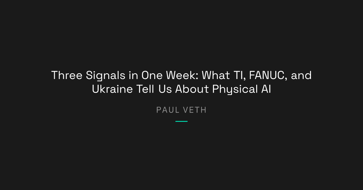 Physical AI Infrastructure Week: What Three Signals Mean for Robotics
